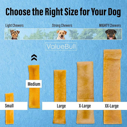 ValueBull Himalayan Yak Cheese Dog Chews, Medium, 50 ct Bulk Pack - Long Lasting for Aggressive Chewers, All Natural, Healthy & Safe, Low Odor Nepal Yak Milk Chews