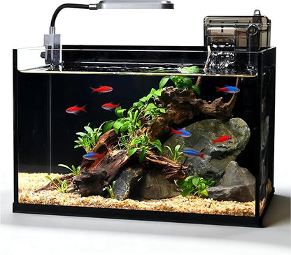 Glass Fish Tank Kit,2.8 Gallon Fish Tank,Small Aquarium, Ultra-Clear Nano Aquarium,Betta Fish Tank,Small Fish Tank,Aquarium Starter kit,Desktop Fish Tank,with Light and Filter