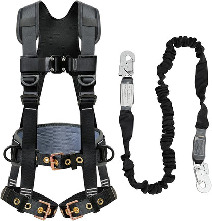 DIJJIG Full Body Safety Harness OSHA/ANSI Compliant for Construction | 5-point adjustable fall protection harness with padded design for roofing and construction work