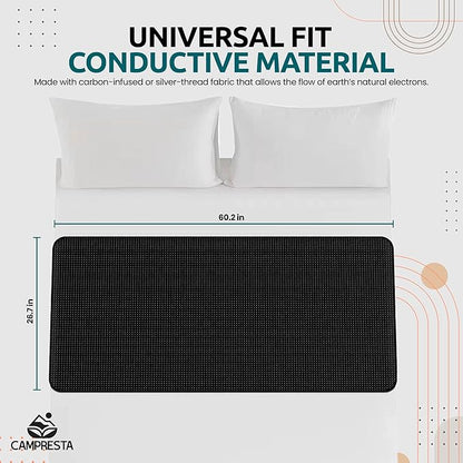 CAMPRESTA Grounding Mat for Bed 26.7" x 60.2" – Anti Slip Earthing Mat Grounding Pad with 4.6ft Cord for Bed, Chair, Yoga, Relaxing, Sleeping & Working