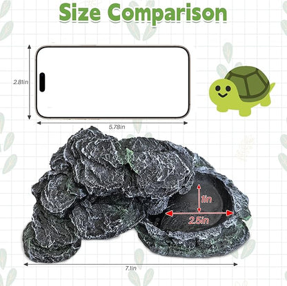 PINVNBY Reptile Hide Resin Turtles Dock for Aquarium (Size: 7.1 x 4.7 x 2.7 inches), Turtle Basking Platform for Small Size Snake Crested Gecko Lizard Frogs Newts