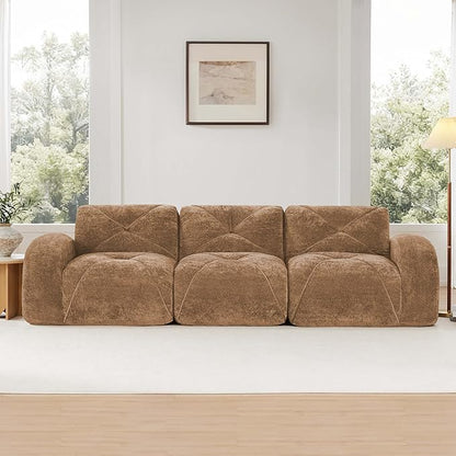 Modular Sectional Sofa with Free Combination,Boneless Floor Couch for Living Room & Lounge,Velvet 3-Seater Sectional Couch with Comfortable Deep Seat,No Assembly Needed