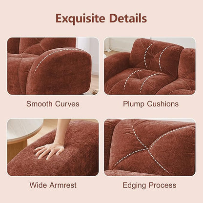 Modular Sectional Sofa with Free Combination,Boneless Floor Couch for Living Room & Lounge,Velvet 3-Seater Sectional Couch with 2 Ottomans,No Assembly Needed