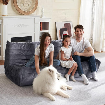 HABUTWAY Bean Bag Chair, Giant Bean Bag Chairs for Adults, 3 Seater Fireside Chair, Lazy Large Floor Bean Bag Sofa for Living Room, Bedroom, Dorm, Office (Grey)