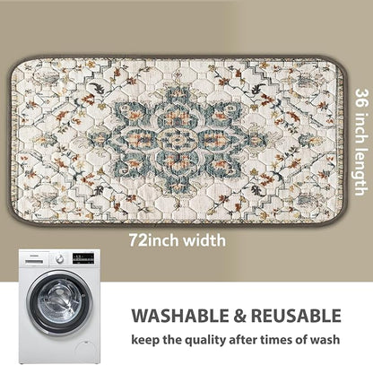 nunubaby Washable Pee Pads for Dogs, Stylish, Non-Slip and Leak-Proof Pee Pads. Reusable Potty Pads for Dogs for Crates and Floors.(Beige/Floral, 36" x72")