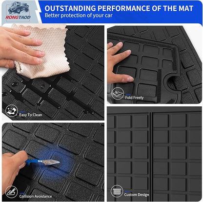Rongtaod Cargo Mat Compatible with 2010-2024 Toyota 4Runner 5 Seats Trunk Mat Cargo Liner Back Seat Cover Protector 2023 4 Runner Accessories (Trunk Mats + Backrest Mats,Fit with Sliding Tray)