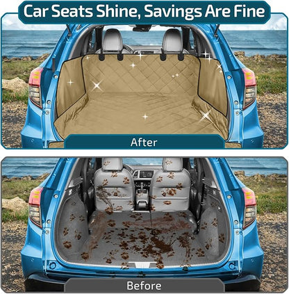 Veckle SUV Cargo Liner for Dogs with Side Flaps, Large (54" x 93") Water Resistant Trunk Cover, Non-Slip Pet Area Protector with Bumper Flap, Universal Fit for SUVs Sedans Vans, Khaki
