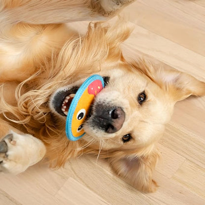Outward Hound Tough Skinz Durable Squeaky Dog Toy with Two Tough Layers, Donut, Multicolor, Small