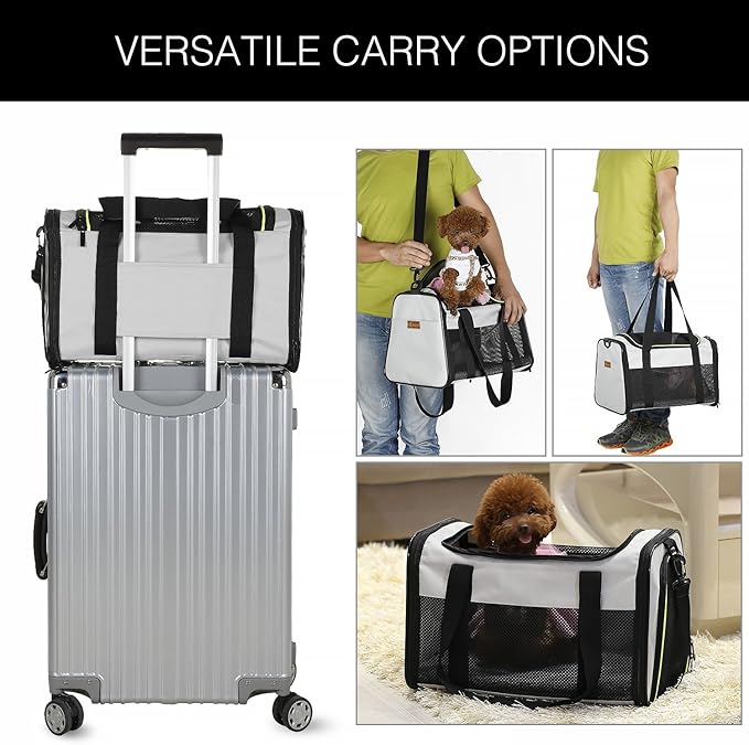 Cat Carrier - Portable Foldable Dog Pet Carrier, Soft-Sided Pet Bag up to 15 Lbs, Airline Approved Travel Puppy Carrier