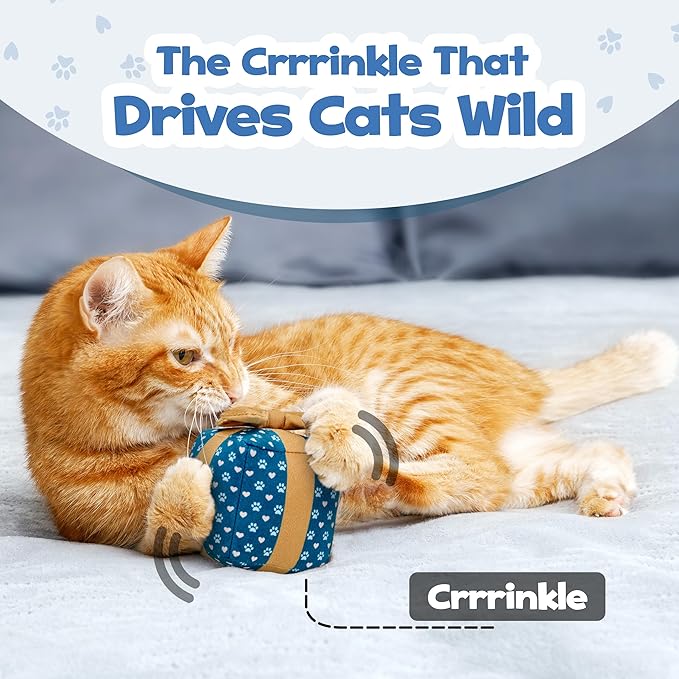 Gift Box Catnip Toy – Christmas & Birthday Cat Toy with Catnip & Crinkle, Cute Plush Present for Indoor Cats, Christmas Cat Gift & Stocking Stuffer