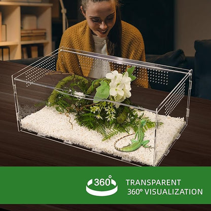 Micro Habitat Terrarium Enclosure, Jumping Spider Enclosure with Locking Latch for Small Tree Dwelling Reptiles,Tarantula, Amphibians, Spiders,Invertebrates (6x8x14 inxh)