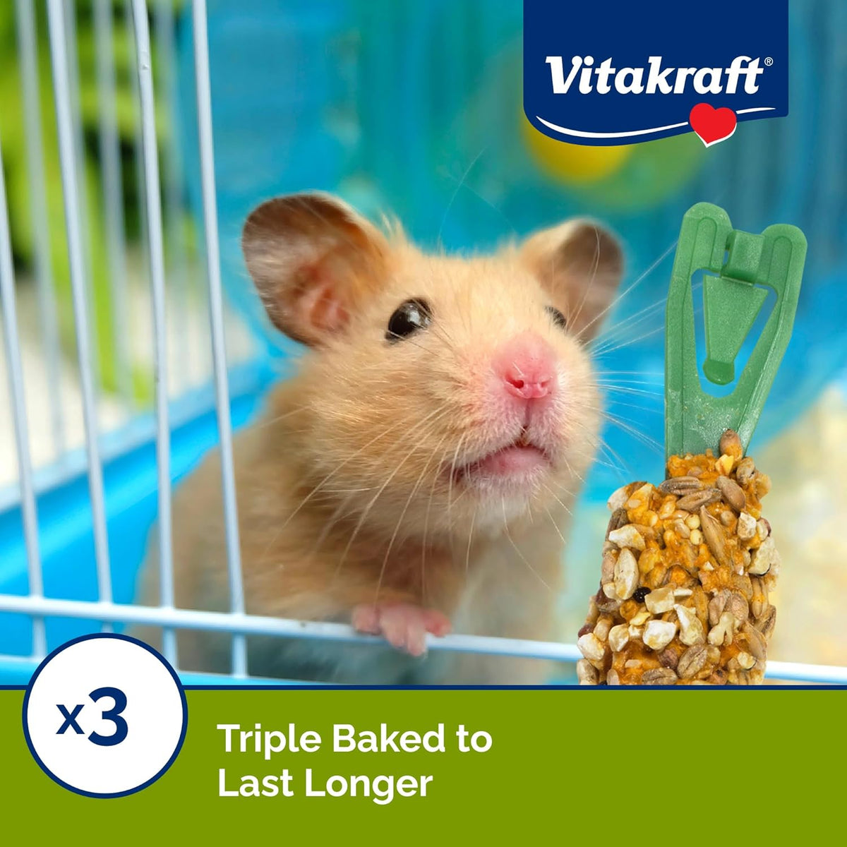 Vitakraft Crunch Sticks Hamster Treat - Hamster Chew Sticks - Supports Dental Health, Long-Lasting Fun (Peanut & Honey)