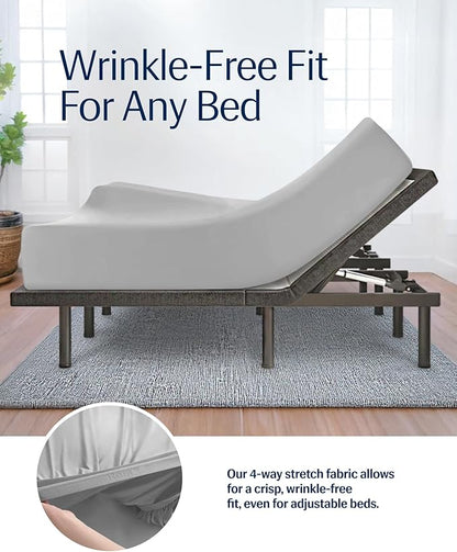REST® Evercool®+ Fitted Sheet, King Size, Light Gray, 15" Deep (up to 18’’), Breathable Bedding for Hot Sleeper and Night Sweats, Bed Sheet with Ionic+ Self-Cleaning Silver Yarn for Sensitive Skin