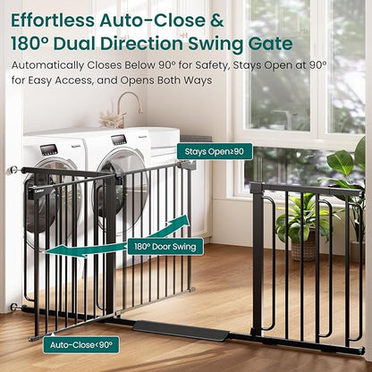Cumbor Extra Wide Baby Gate, 36.6-69" Walk-Through Dog Gate