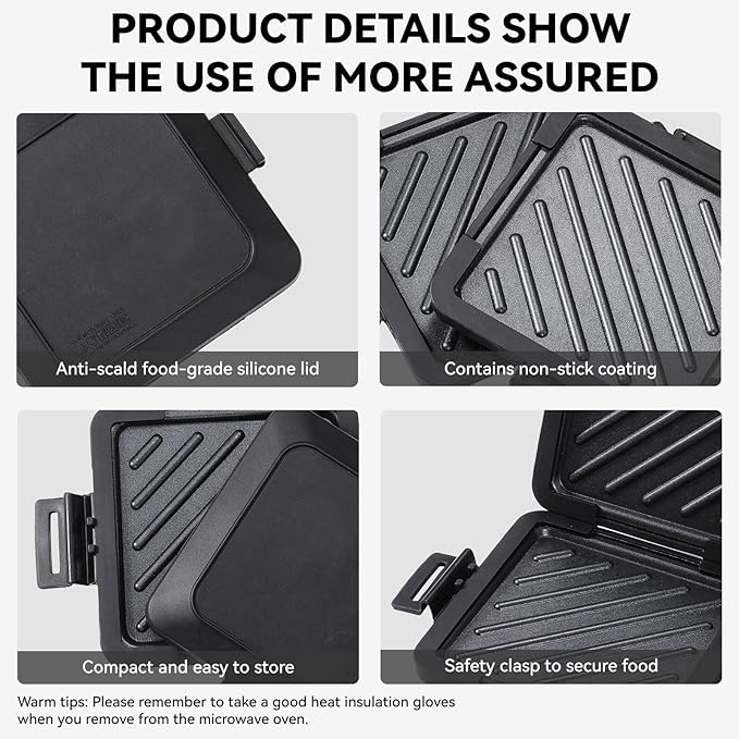 Microwave Toastie Sandwich Maker, Nonstick Plate Panini Maker, Versatile