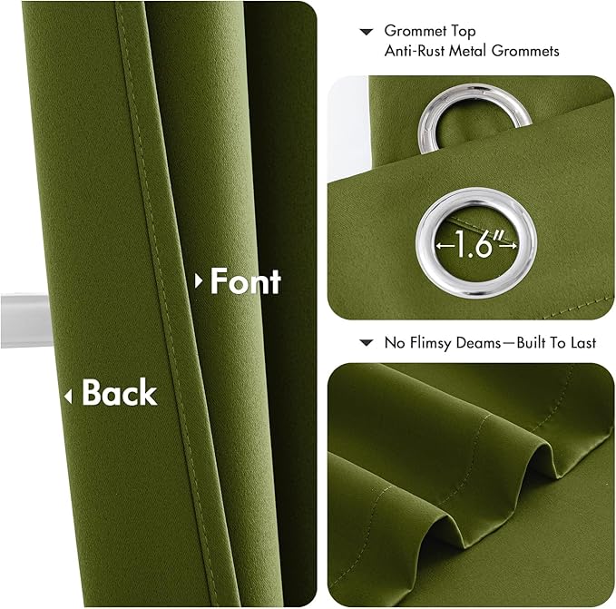 MIULEE Light Olive Green Blackout Curtains