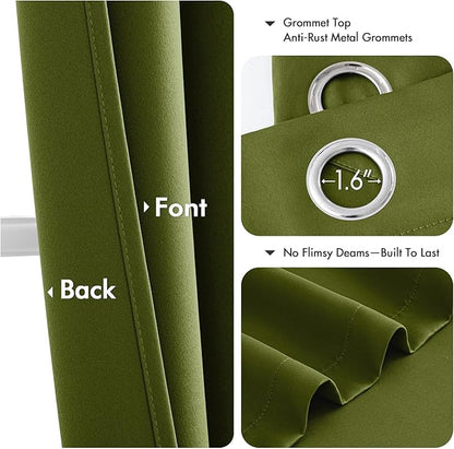 MIULEE Light Olive Green Blackout Curtains