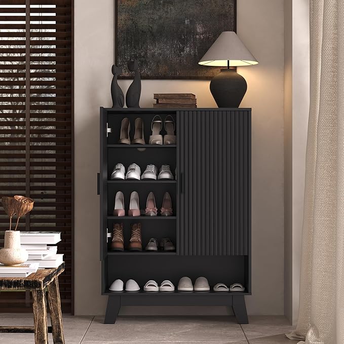 4-Tier Fluted Shoe Cabinet