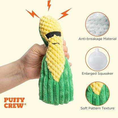 Squeaky Dog Plush Toy, Bite_Stick Collection, 8'', for Small and Medium Dogs (Corn)
