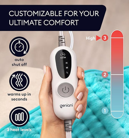 GENIANI Electric Heating Pad for Back Pain & Cramps Relief, Electric Throw