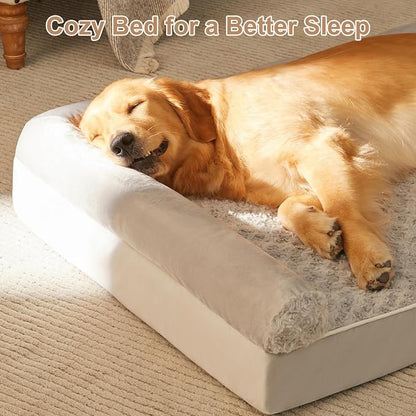 BFPETHOME Orthopedic Washable XXL Dog Bed for Senior Dog Cozy Sleep | Extra Large Waterproof Big Soft Pet Couch Bed for Dogs Relax with Removable Cover Supportive Foam Light Grey 54x36 Inch