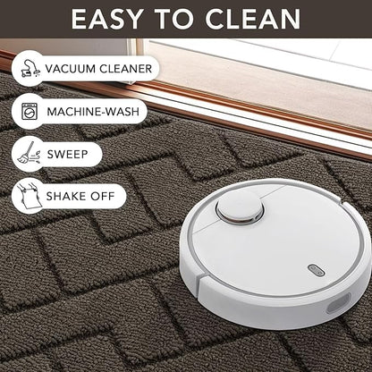 hicorfe Front Door Mat Outside Entrance,36"x59" Absorbent Muddy Dirt Resist Welcome Door Mats Outdoor Indoor,Stain and Fade Resistant,Non Slip Backing Entry Mat Doormat for Entryway(Latte)