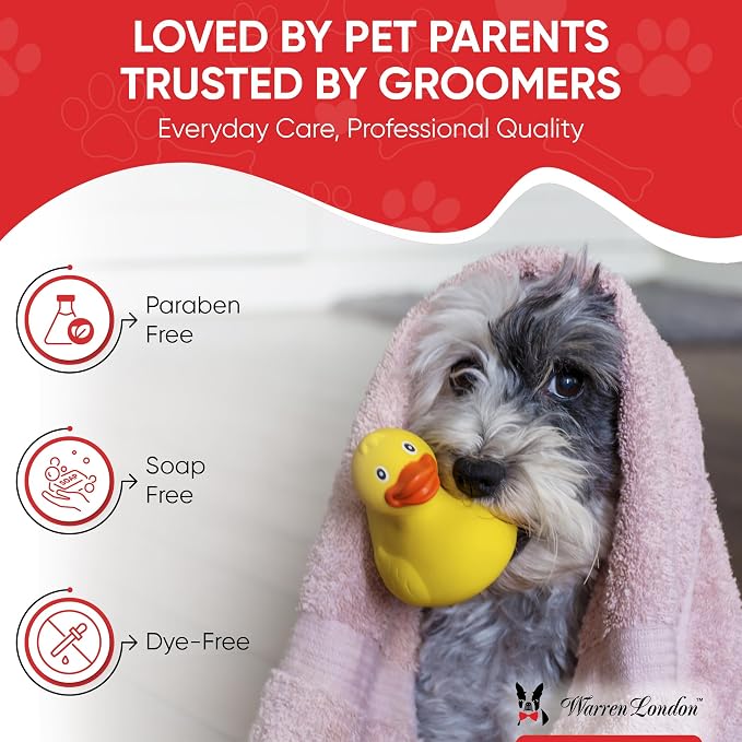 Warren London Puppy Gift Box - Complete Puppy Care Set - Includes Hydrating Butter, 2-in-1 Shampoo, Cologne, Grooming Bath Brush, Ear Cleaner and Nail File for New Pet Owners