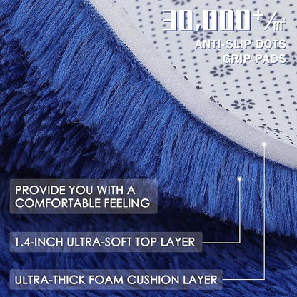 OLANLY 8x10 Machine Washable Large Area Rugs for Living Room, Bedroom, Soft Fluffy Shaggy Bedside Rug, Indoor Floor Carpet for Kids Girls and Boys, Dorms, Nursery, Home Decor Aesthetic, Navy Blue