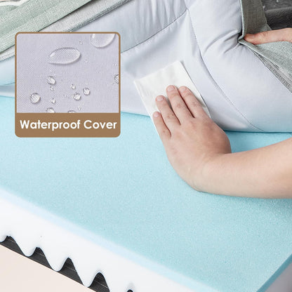 EHEYCIGA Orthopedic Dog Beds for Large Dogs, Waterproof Memory Foam Large Pet Bed with Sides, Non-Slip Bottom and Egg-Crate Foam Dog Couch Bed with Washable Removable Cover, Greyish Green