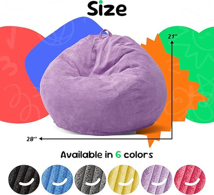 Hobestluk 2.5FT Bean Bag Chair Beanbags Small Bean Bag Chair with Filler Included Teardrop Bean Bag with Removable Cover for Bedroom Living Room (Small, Purple)