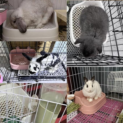 Tfwadmx Rabbit Litter Box Bunny Potty Training Litter Boxes Guinea Pig Corner Bedding Box Small Animal Toilet for Ferret,Chinchilla,Galesaur(White)