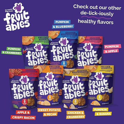 Fruitables Baked Dog Treats, Healthy Pumpkin Treat for Dogs, Low Calorie & Delicious, No Wheat, Corn or Soy, Made in the USA, Pumpkin and Banana Flavor, 7oz