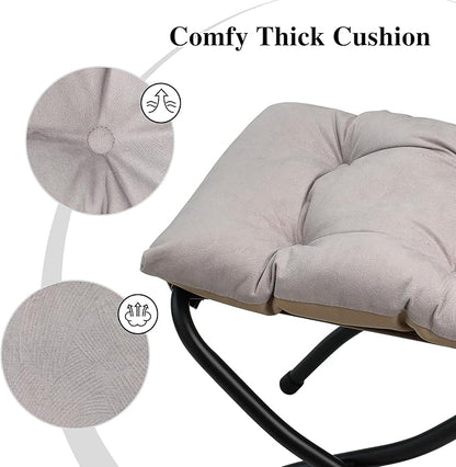 Mordchil HF 15"(H) Folding Ottoman, Foldable Footrest Stool, Portable Small Foot Stool for Couch, Collapsible Foot Rest Ottoman for Sofa, Accent Padded Ottomans for Home, Living Room, Light Grey