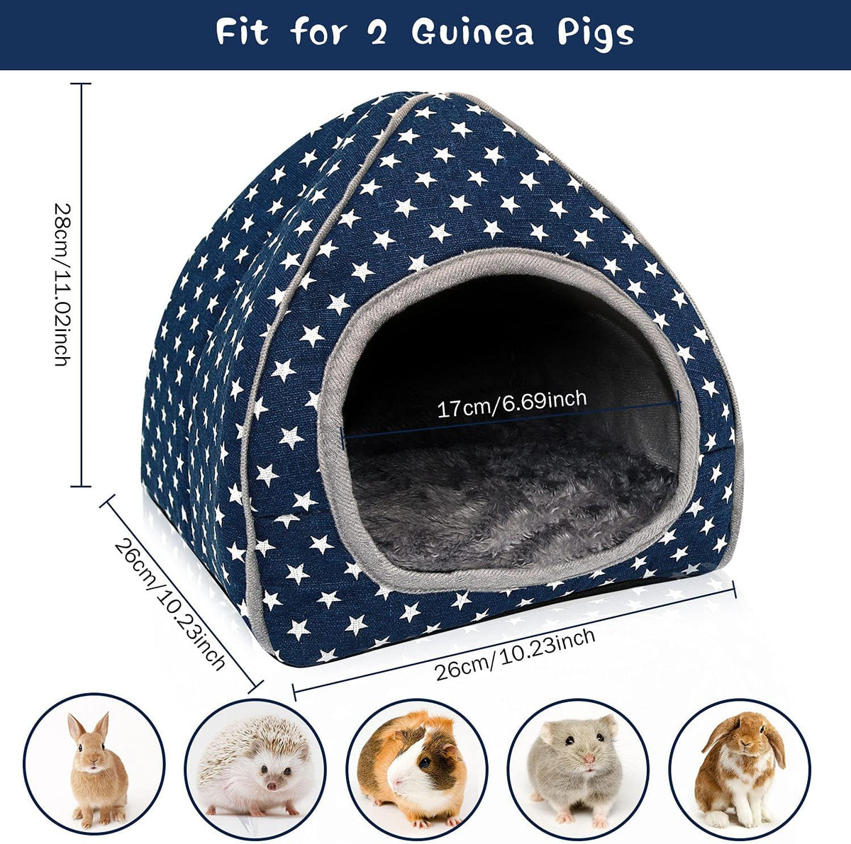 BWOGUE Guinea Pig House Bed Cozy Hamster Cave Large Hideout for Dwarf Rabbits Hedgehog Bearded Dragon Winter Nest Hamster Cage Accessories