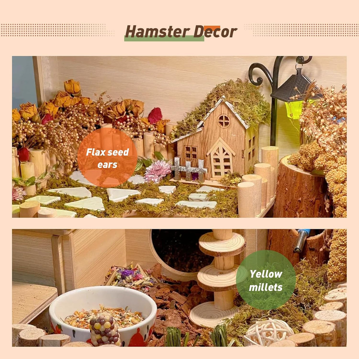 ZIPPYPET Hamster Sprays and Forage Accessories for Cages, Pet Mouse Decor Textures (5)
