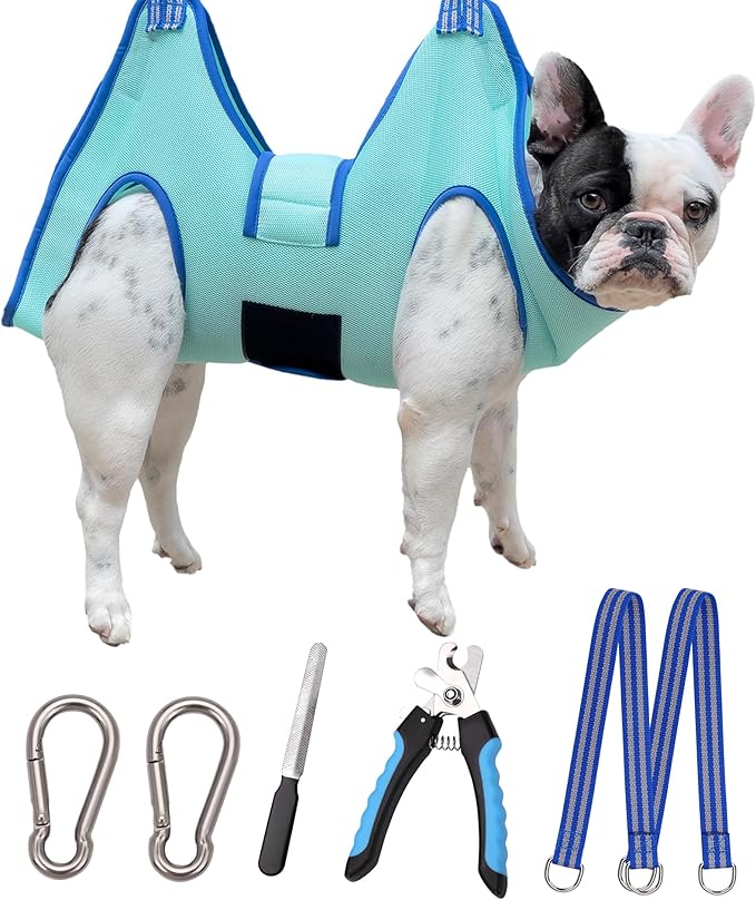 Dog Grooming Hammock, Medium Dog Hanging Harness Holder for Nail Clipping, Nail Trimming Cutting Hammock, Grooming Sling Restraint Bag with Wide Strap Sewed