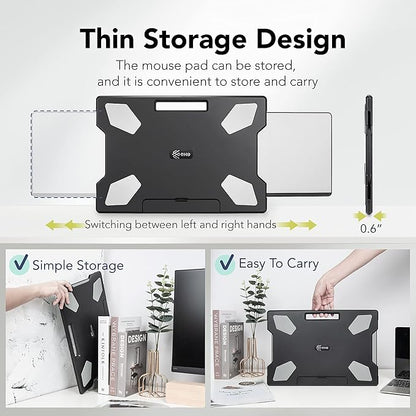 EHO Laptop Lap Desk with Retractable Mouse Pad, Portable Ergonomic Lap Pad with Heat Shield and Foldable Stopper, Lightweight Travel Lapdesk Fits up to 16" Laptops, Bed Sofa or Work Use