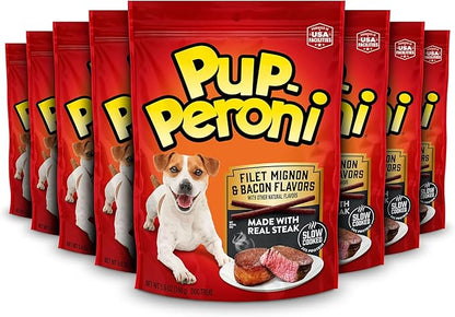 Pup-Peroni Filet Mignon & Bacon Flavor Dog Treats, 5.6 Ounce (Pack of 8)