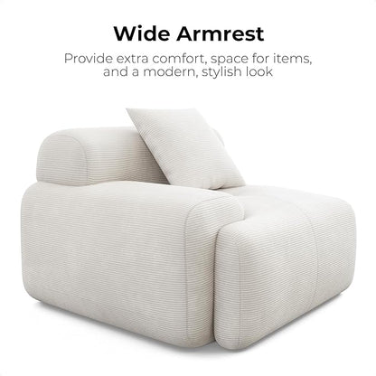 LIKIMIO 118" Modern L-Shaped Modular Sectional Sofa for Living Room, Oversized 3-Seater Cloud Boneless Couch with Deep Seat and Movable Ottoman, Corduroy Upholstery, No Assembly