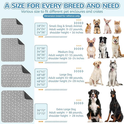 Washable Pee Pads for Dogs, 2 Pack Reusable Puppy Pads, 18"x24" | Super Absorbent, Waterproof & Leakproof, Non-Slip Bottom, Machine Washable, For Floors, Beds, Couches, Crates, Carpets, Cars