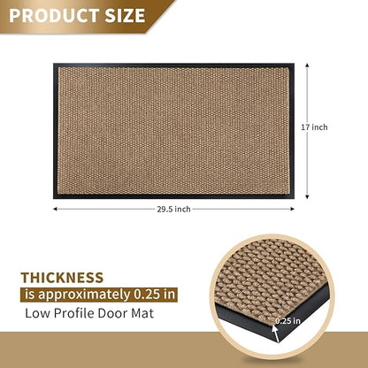 Yimobra Doormat Outdoor Indoor Entrance 29.5 x 17, All-Season All-Weather Front Door Mat, 100% Waterproof Welcome Matt for Floor Garage Outside Entry, Stain and Fade Resistant,Khaki