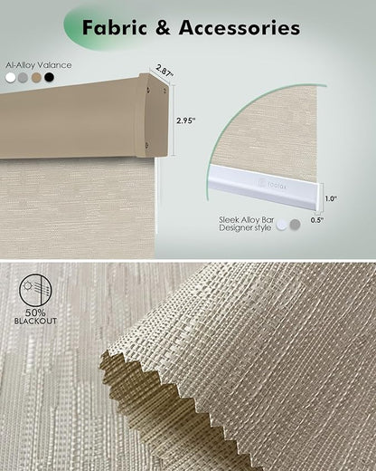 Yoolax Motorized Blinds with Remote, Light Filtering Remote Shades