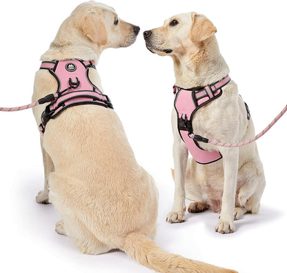 NESTROAD No Pull Dog Harness,Adjustable Oxford Dog Vest Harness with Leash,Reflective No-Choke Pet Harness with Easy Control Soft Handle for Small Dogs(X-Small,Pink)