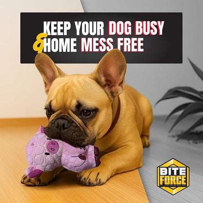 Bite Force -Durable & Strong Dog Toy Pig with Squeaker, Kevlar-Reinforced for Aggressive Chewers for Small Medium Large Dogs - Green.