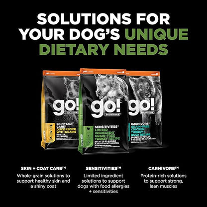 Go! Solutions Sensitivities Limited Ingredients, Grain-Free Dry Dog Food, Turkey Recipe for Sensitive Stomach, 12 lb Bag