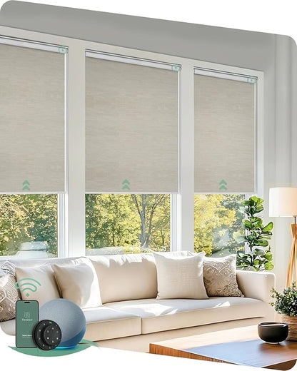Yoolax Motorized Blinds with Remote, Automatic Window Shades Work with Alexa