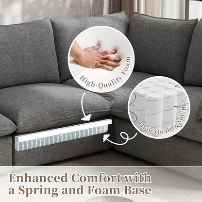 Gtilzria Ottoman,Down Fill Comfort Footrest,Down Filled Spill & Stain-Resistant Cloud Couch,L Shape U Shape Cloud Modular Sectional Sofa for Living Room,Apartment,Office,Dark Grey