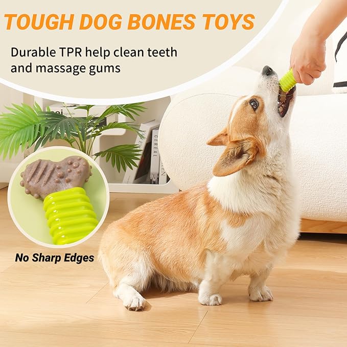 Dog Chew Toys for Aggressive Chewers, 6 Pack Tough Puppy Teething Toys, Interactive Dog Toys to Keep Them Busy for Small Dogs, 30lbs and Under