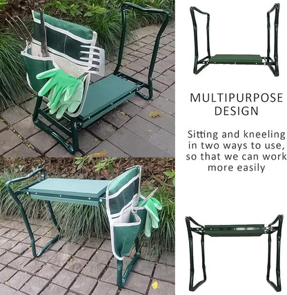 CNHZ FLOURISH Garden Kneeler and Seat Heavy Duty - Foldable Kneeling Stool with Large Tool Pouch & Storage Bag, Space-Saving, Ideal Gift for Gardeners, Seniors & Parents