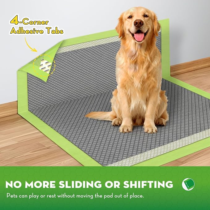CROCI Charcoal Puppy Pads with Adhesive Tabs 2X Odor Control 30x36in 30Ct | Super Absorbent Pee Pads for Dogs, Quick-Dry Surface, Unscented, Renewable Bamboo Material, Disposable